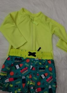Boys swim trunks and rash guard zip up